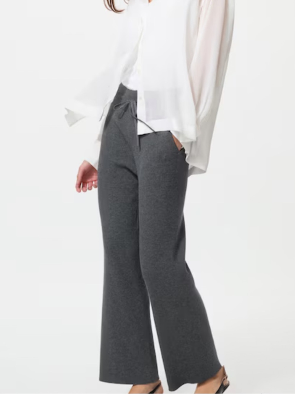 Uniqlo Gray Knit Wide-Leg Pants NWT